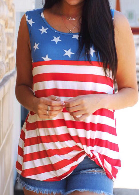 

Tank Tops Star American Flag Tank without Necklace - Stripe. Size