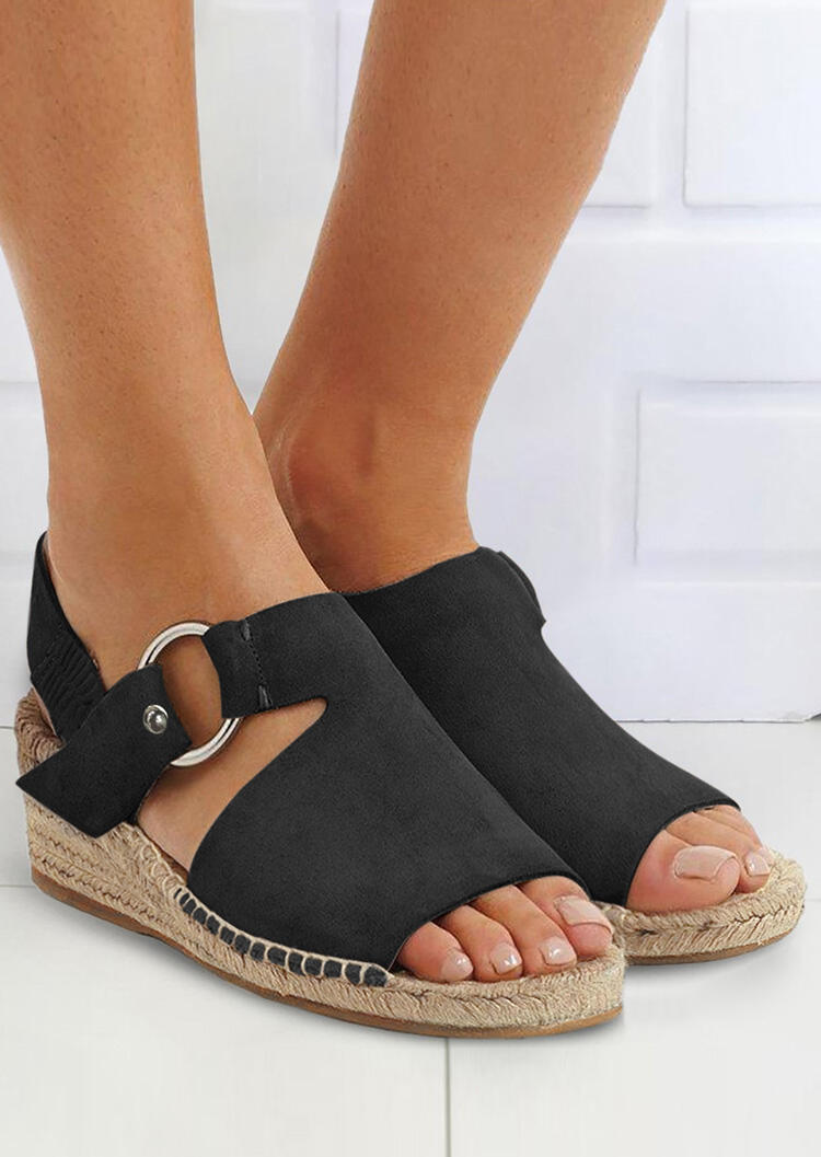 

Wedges Peep Toe Ring Wedge Sandals - Black. Size: ,40,42