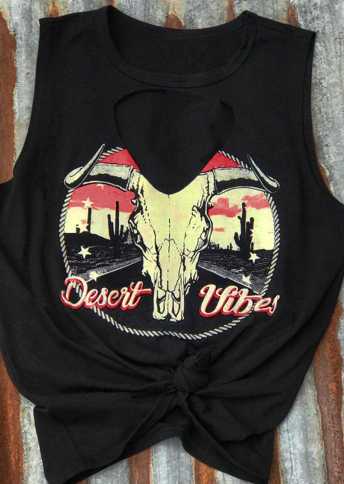 

Tank Tops Desert Vibes Steer Skull Star Tank - Black. Size