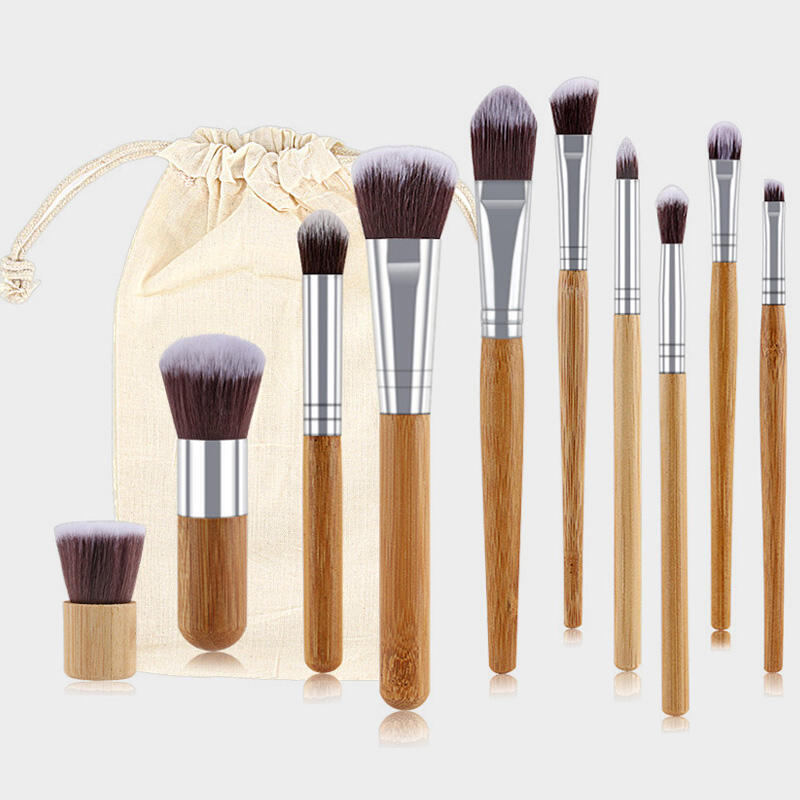 

11Pcs/Set Makeup Brush Set with Makeup Bag, 449577, Light brown