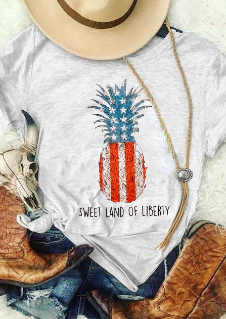

Tees T-shirts Sweet Land Of Liberty Pineapple T-Shirt Tee - Gray. Size: M,,XL