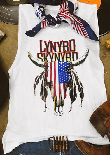 

Tank Tops American Flag Lynyrd Skynyrd Tank - White. Size