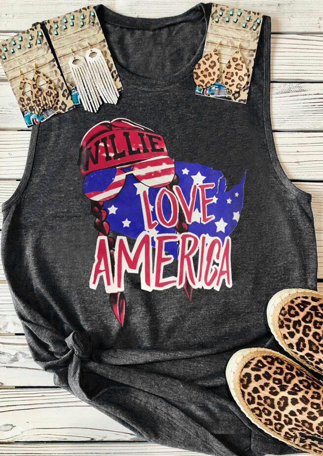 

Tank Tops Willie Love America Glasses Tank - Dark Grey. Size