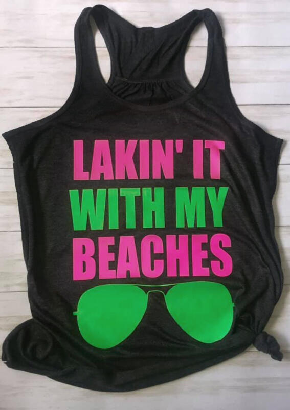 

Tank Tops Lakin' It with My Beaches Glasses Tank - Black. Size