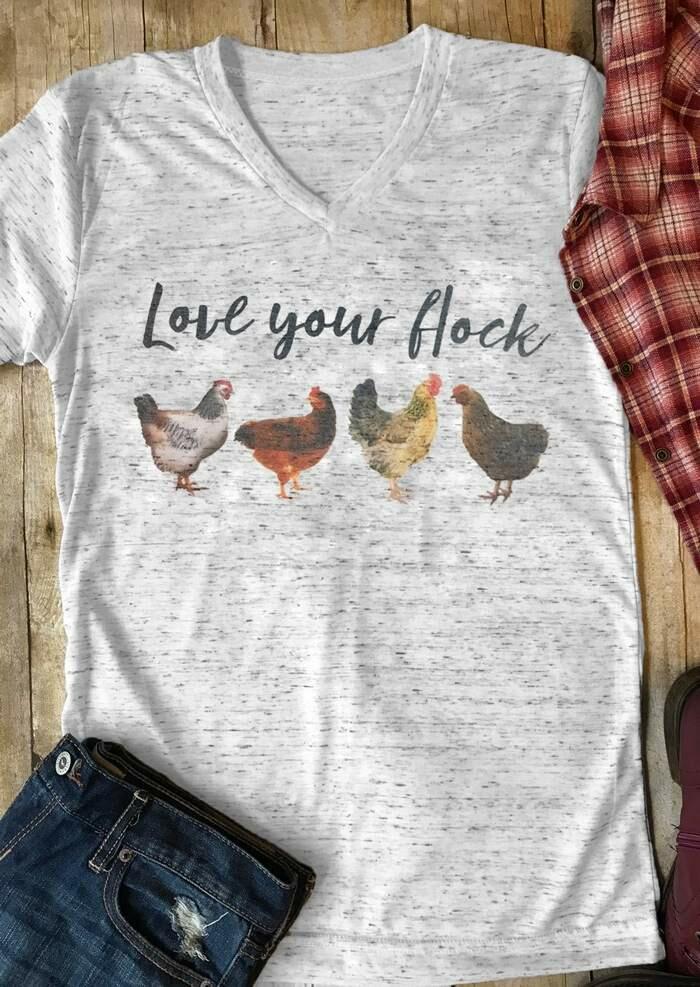 

Tees T-shirts Love Your Flock T-Shirt Tee - Light Grey in Light Grey. Size