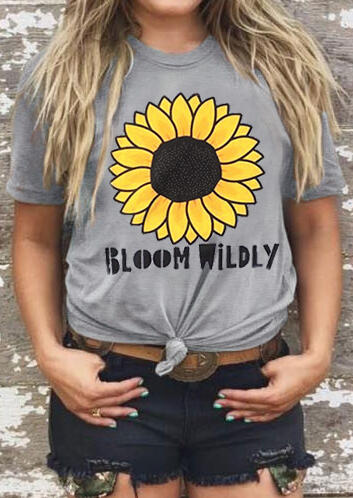 

Tees T-shirts Sunflower Bloom Wildly T-Shirt Tee - Gray. Size