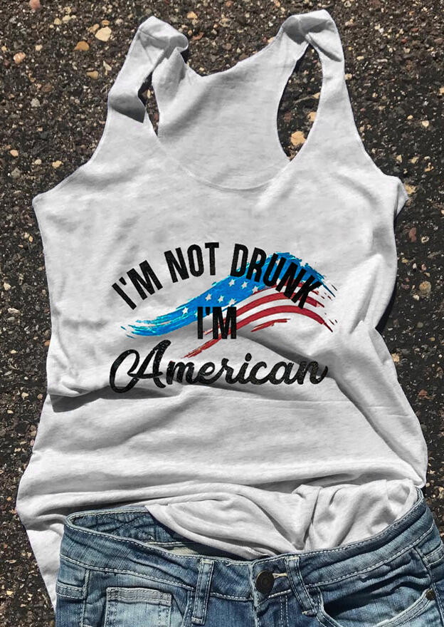

Tank Tops American Flag I'm Not Drunk Tank - Light Grey. Size