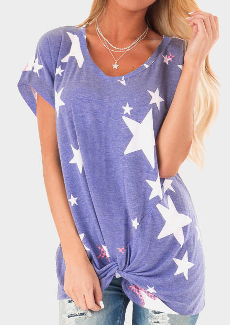 

Blouses Star American Flag Twist Blouse without Necklace - Blue. Size