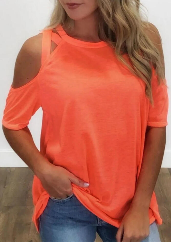 

Blouses Criss-Cross Cold Shoulder Blouse - Brilliant Orange. Size
