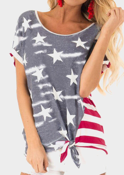 

Blouses Star American Flag Tie Blouse - Gray. Size