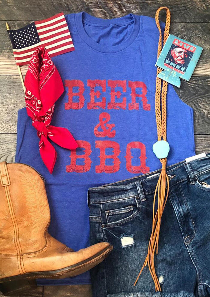 

Blue Beer & BBQ Tank Top