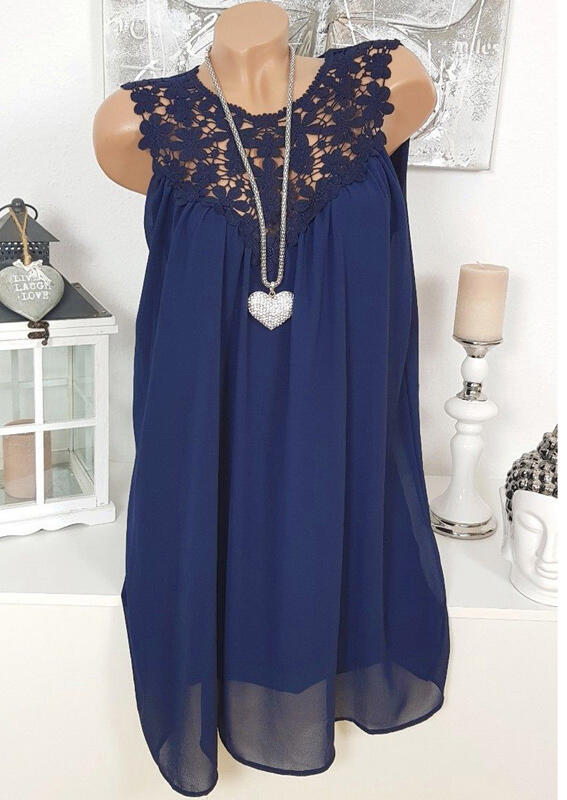 

Tank Tops Solid Lace Splicing Tie Tank without Necklace - Navy Blue. Size