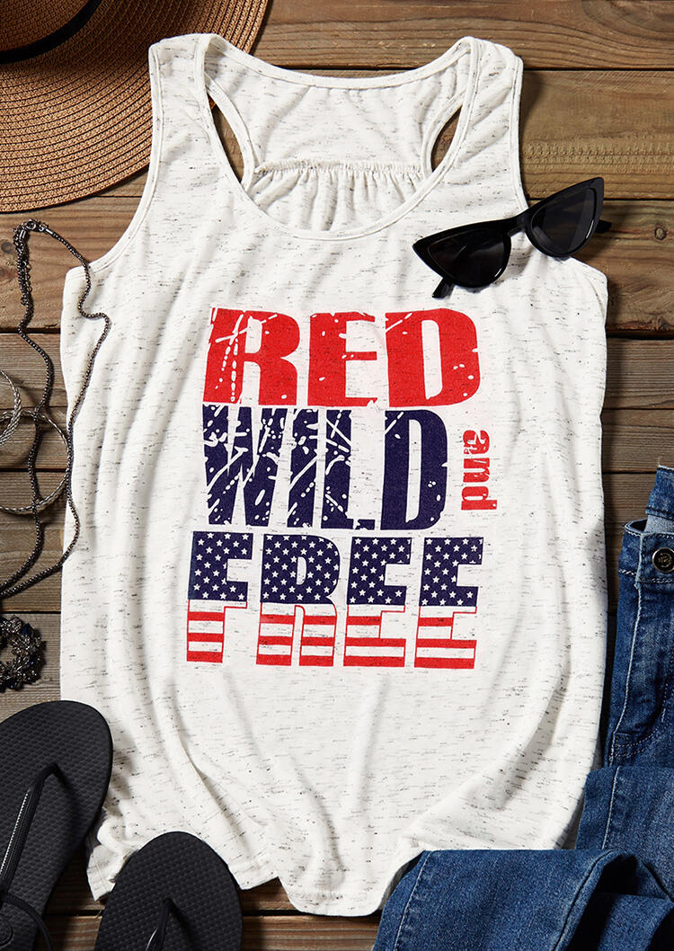 

Tank Tops Red Wild And Free Tank - White. Size