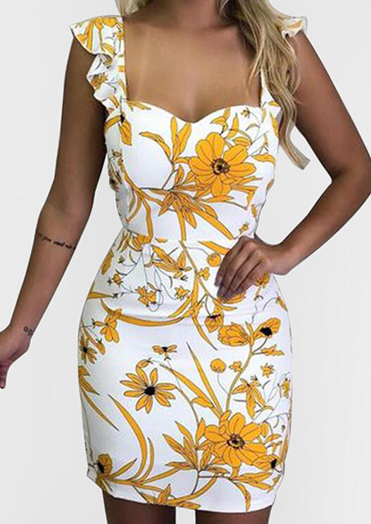 

Bodycon Dresses Floral Cap Sleeve Bodycon Dress - White. Size: ,XL