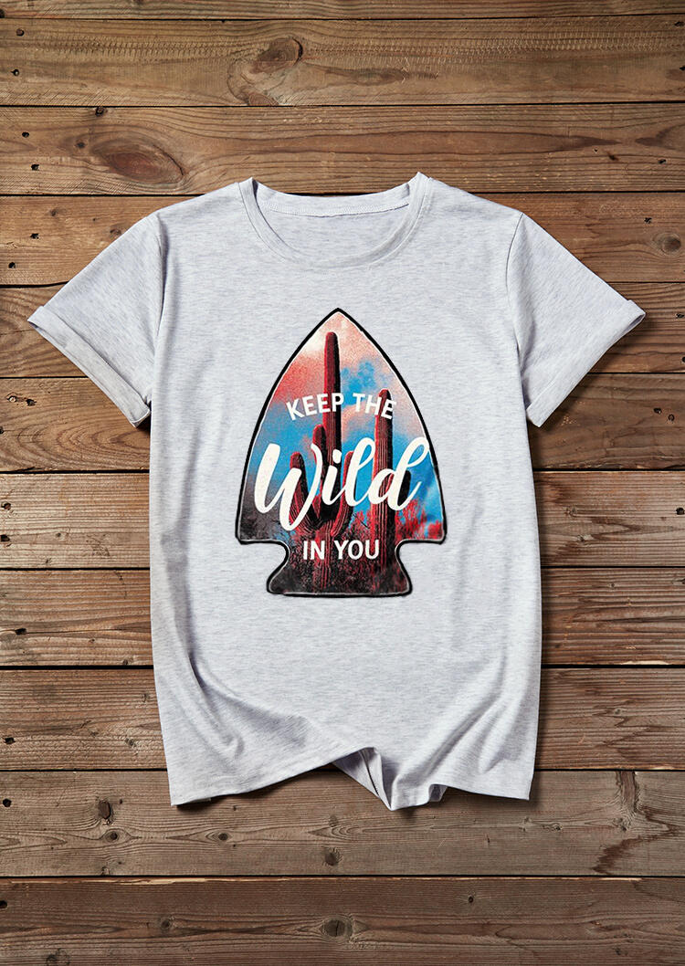 

Tees T-shirts Keep The Wild In You Cactus T-Shirt Tee - Light Grey. Size
