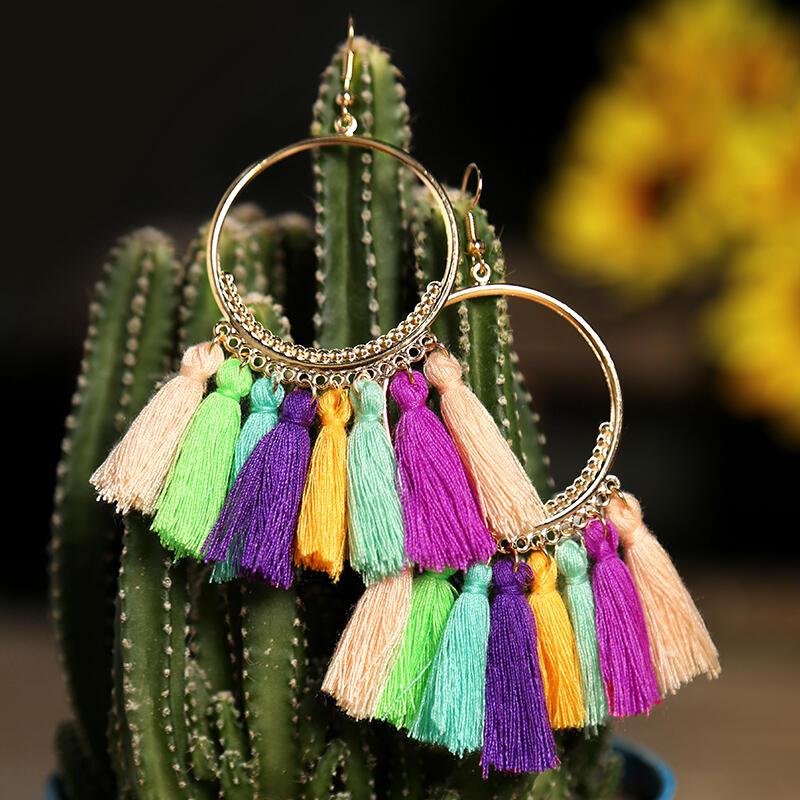 

Earrings Bohemian Ethnic Tassel Earrings - Multicolor. Size