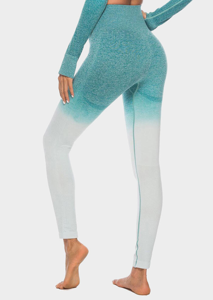 

Gradient Color Elastic Hip-lifting Sports Pants - Green, 451148