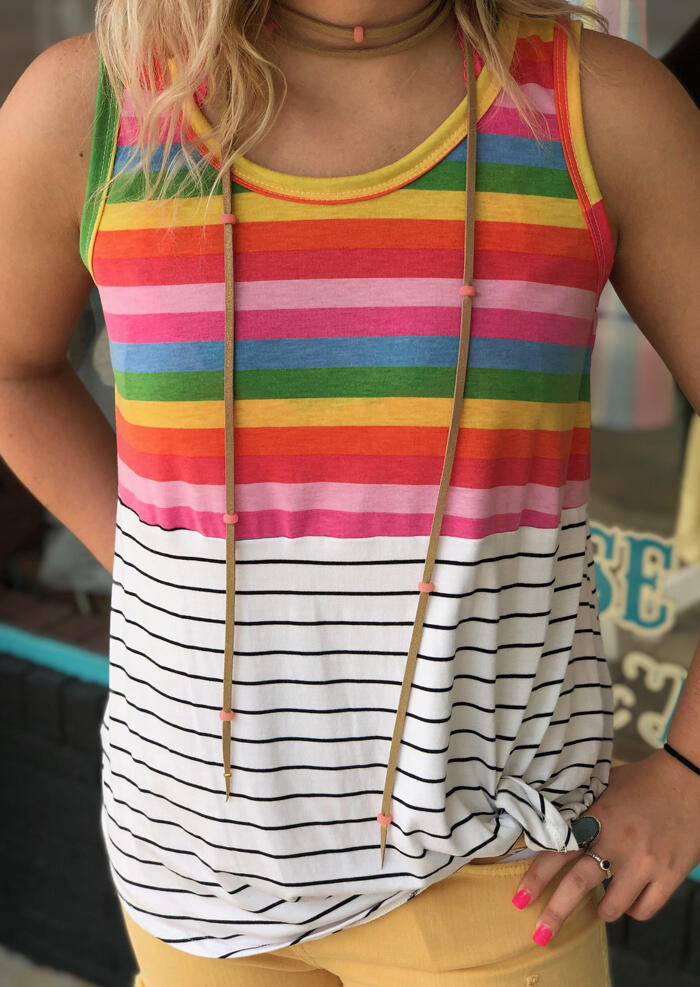 

Rainbow Striped Tank without Choker, Stripe, 451217