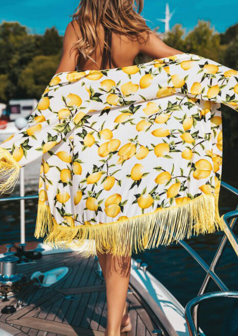 

Lemon Tassel Splicing Cover Up - Yellow, 451180
