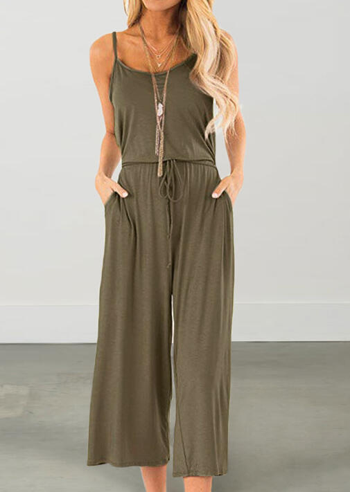 

Jumpsuits & Rompers Pocket Jumpsuit without Necklace - Army Green. Size