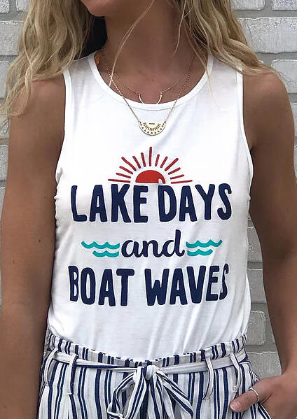 

Tank Tops Lake Days And Boat Waves Tank without Necklace - White. Size