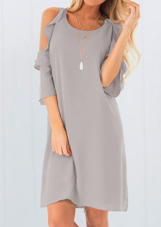 

Mini Dresses Solid Cold Shoulder Mini Dress without Necklace - Gray. Size