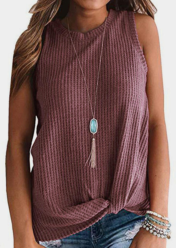 Solid Twist O-Neck Tank without Necklace – Cameo Brown