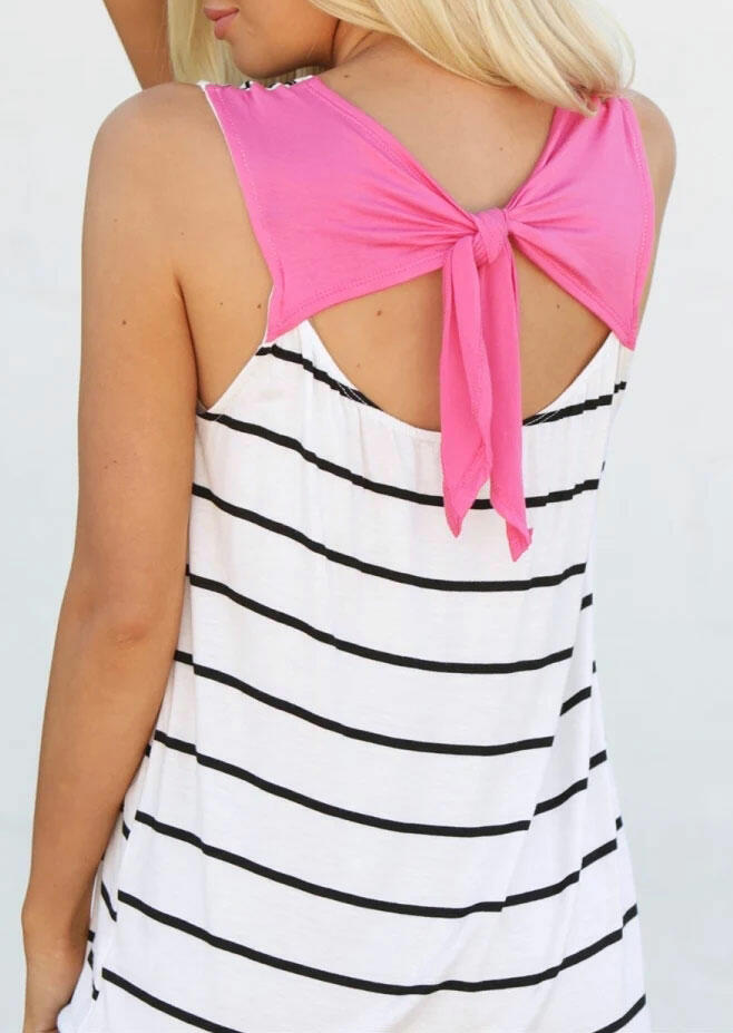 

Striped Hollow Out Tie Tank, Stripe, 452128