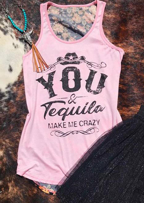 

You & Tequila Make Me Crazy Tank - Pink, 452305