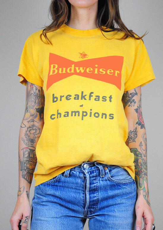 

Tees T-shirts Budweiser Breakfast Of Champions T-Shirt Tee - Yellow. Size