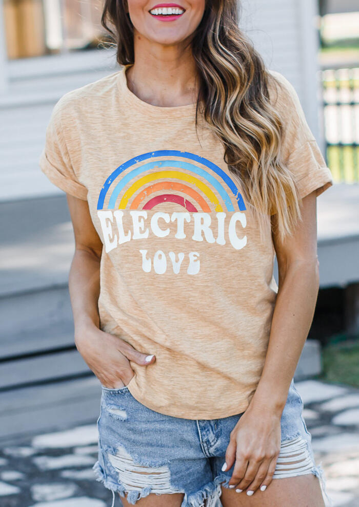 

Electric Love Rainbow T-Shirt Tee - Light Khaki, 452317