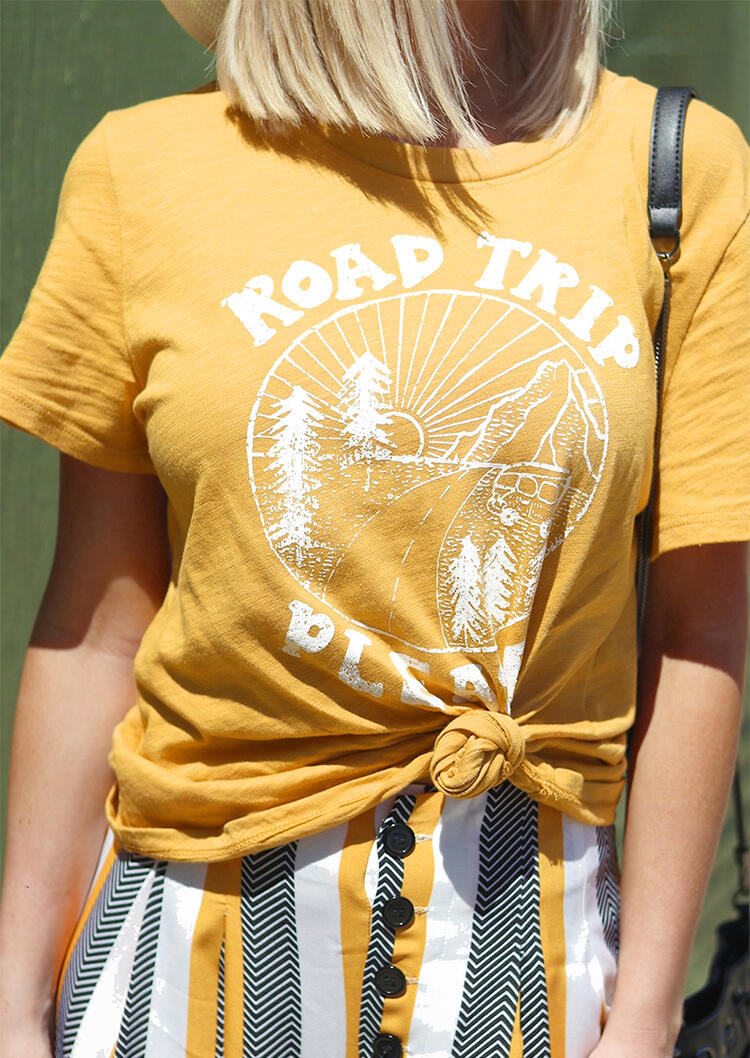 T-shirts Tees Road Trip Please T-Shirt Tee in Yellow. Size: M,L