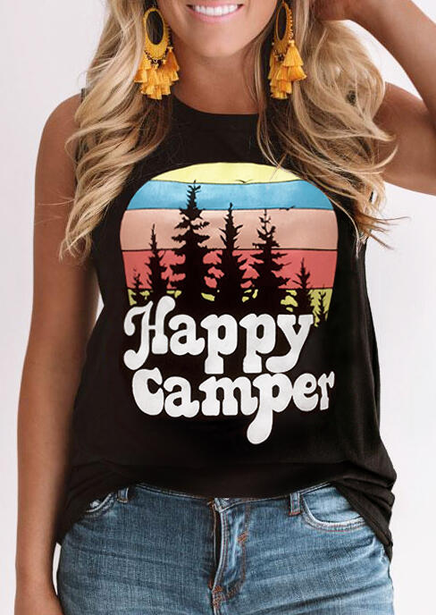 

Happy Camper O-Neck Tank - Black, 452329