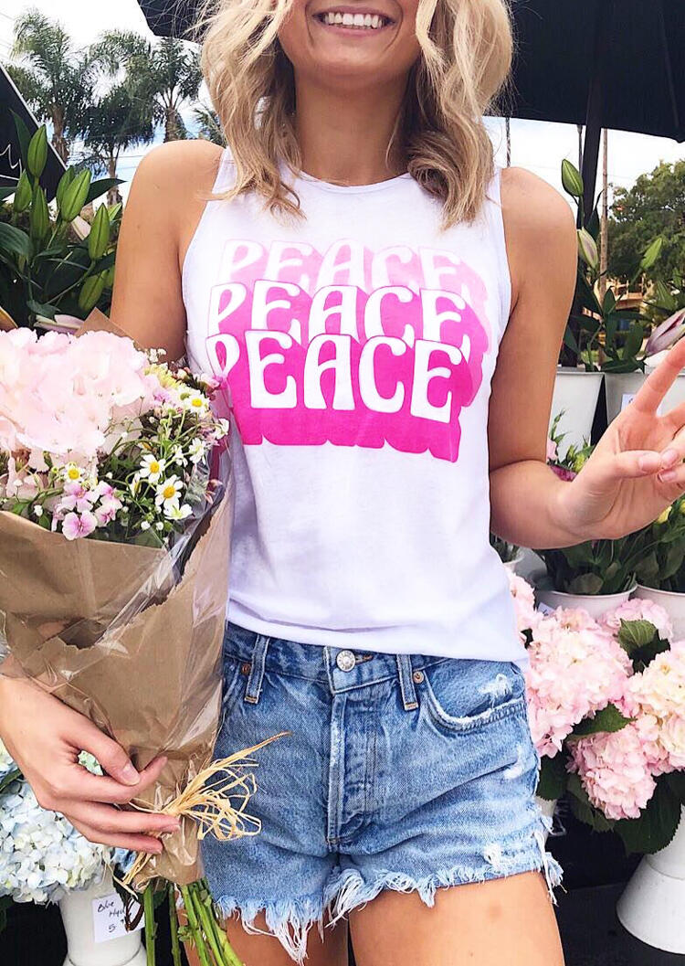 

Peace O-Neck Tank - White, 452374