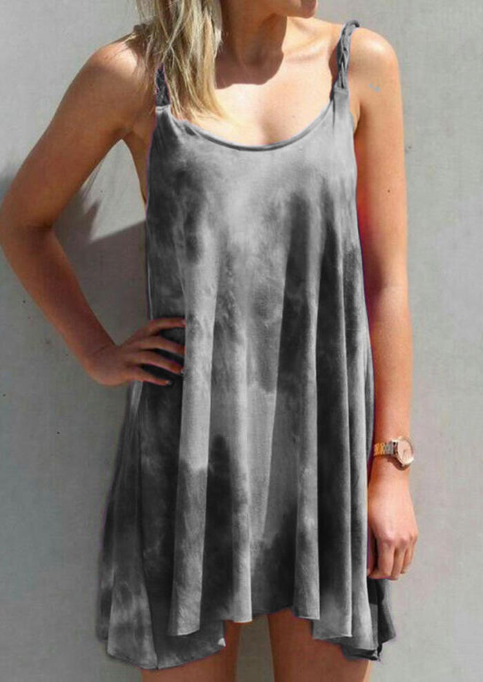 

Tie Dye Twist Mini Dress - Gray, 452416