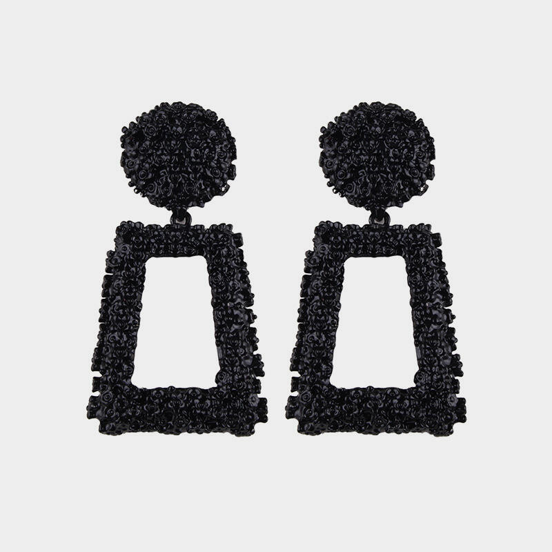 

Earrings Women Geometric Crystal Earrings. Size, Black