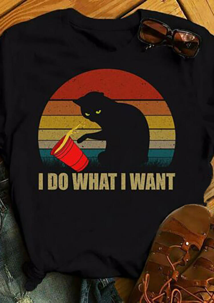 

Tees T-shirts Cat I Do What I Want T-Shirt Tee - Black. Size