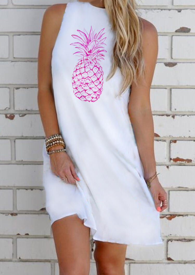 

Mini Dresses Pineapple Printed Open Back Mini Dress - White. Size