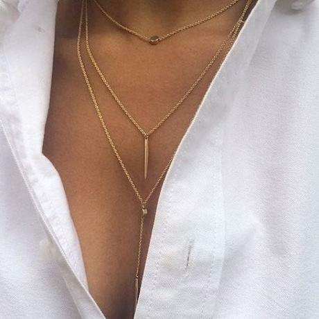 

Necklaces 3-Layered Round Chain Necklace in Gold. Size