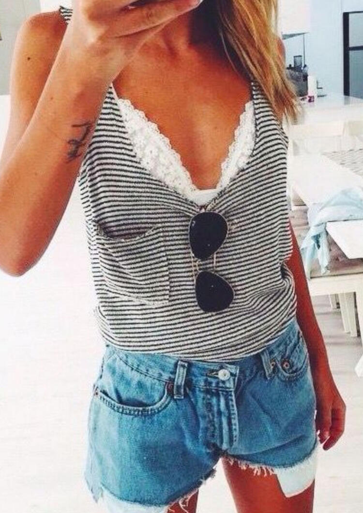 

Tank Tops Striped Pocket Racerback Tank. Size, Stripe