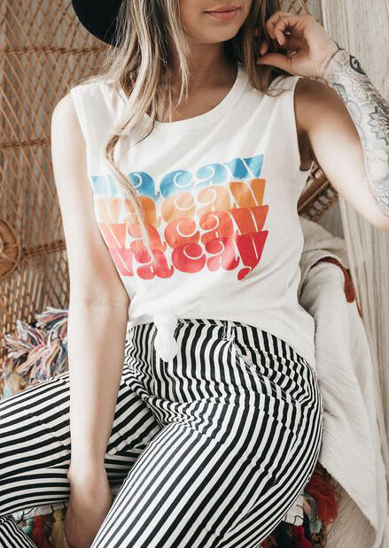 

Vacay O-Neck Tank - White, 452813