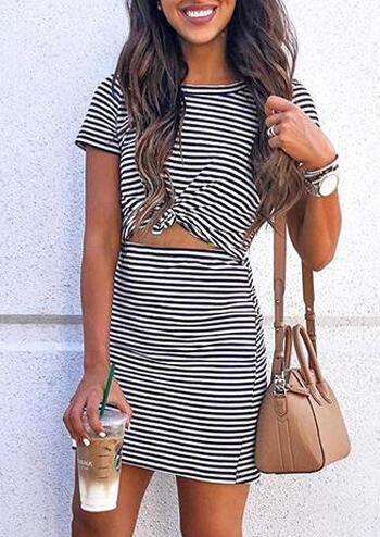 

Bodycon Dresses Striped Hollow Out Bodycon Dress. Size: ,XL, Stripe