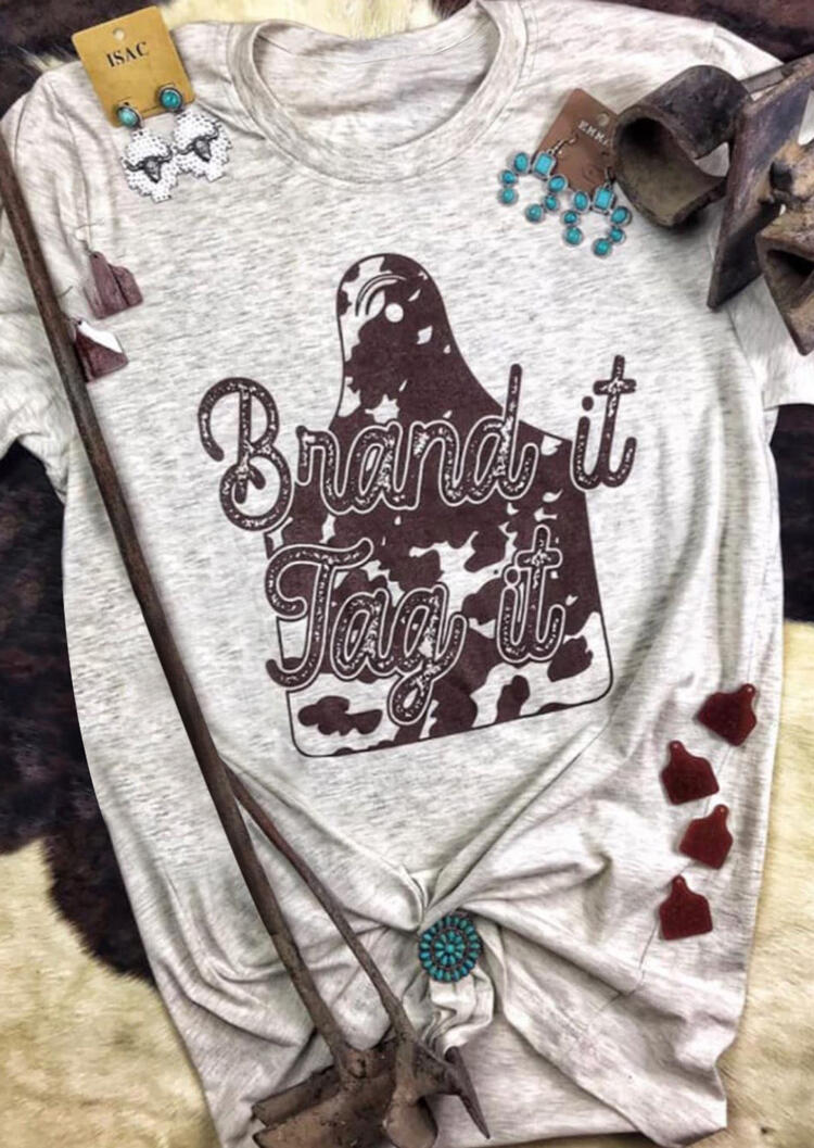 

Tees T-shirts Brand It Tag It O-Neck T-Shirt Tee - Light Grey. Size
