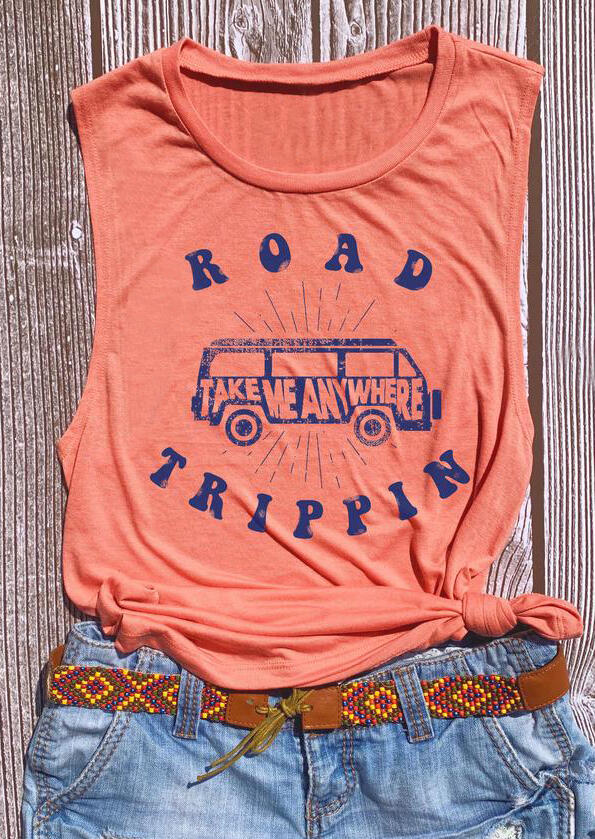 

Tank Tops Road Trippin Take Me Anywhere Tank - Watermelon Red. Size
