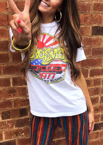 

Aerosmith 1977 American Flag T-Shirt Tee - White, 452874