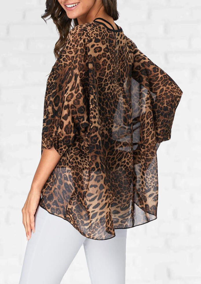 

Leopard Printed Irregular Blouse, 452899