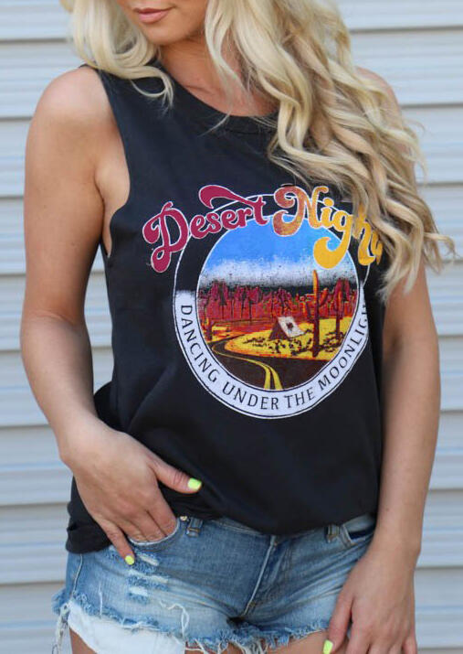 

Tank Tops Desert Night Cactus Tank - Black. Size: M