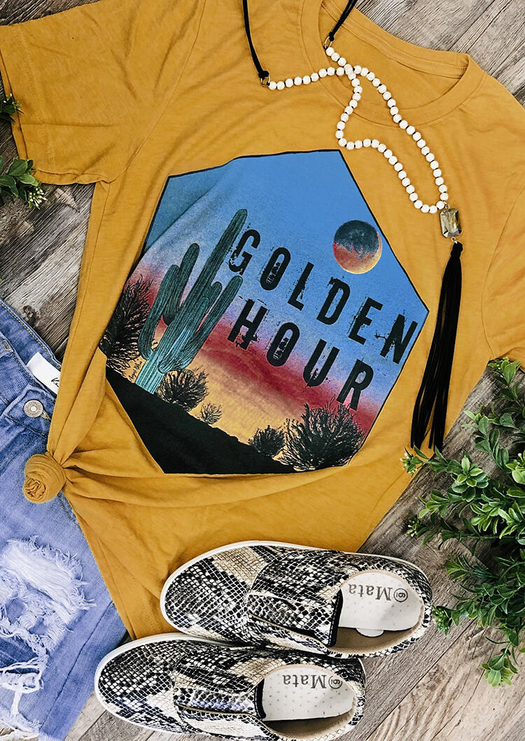 

Tees T-shirts Golden Hour Cactus T-Shirt Tee - Yellow. Size: ,XL