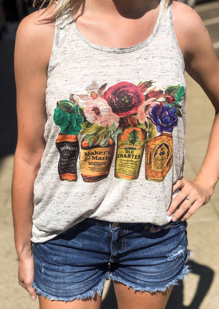 

Floral Whisky Old Charter Tank - Light Grey, 452976