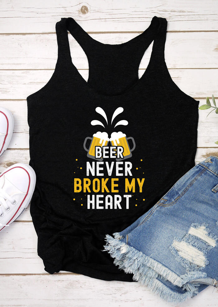 

Tank Tops Beer Never Broke My Heart Tank - Black. Size